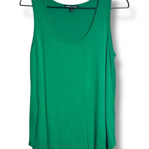 Cable & Gauge NWOT Forest Green Cotton High Low Scoop Neck Relaxed Tank Top - Picture 13 of 15